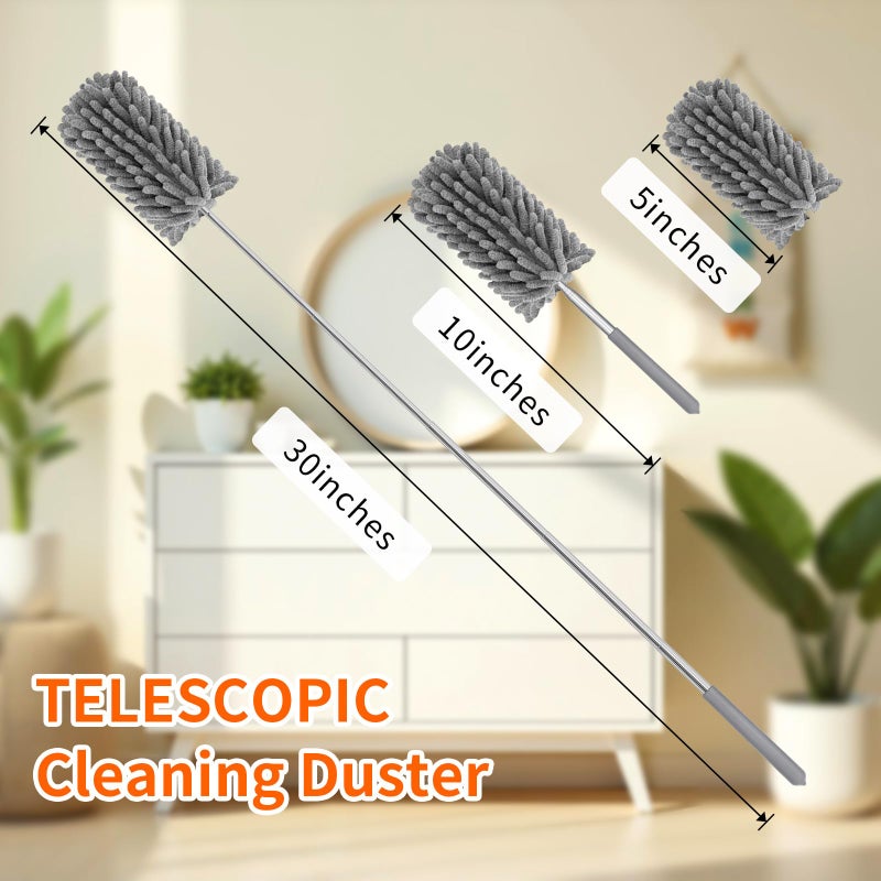 TIMIVO منفضة غبار صغيرة للتنظيف من تيميفو، منفضة يدوية قابلة للانحناء 360 درجة مع عمود تمديد، منفضة صغيرة قابلة للغسل للسيارة الداخلية والمكتب والأثاث - Image 3